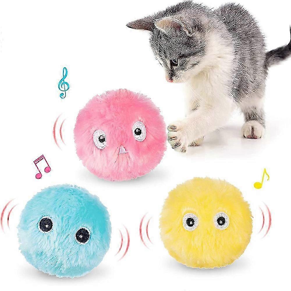Smart Cat Toys Interactive Ball Plush Electric Catnip Training Toy Kitten Touch Sounding Pet Product Squeak Toy Ball Cat Supply
