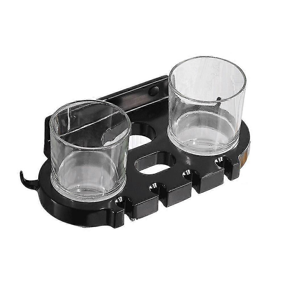 Bathroom no punching double cup toothbrush holder with hook
