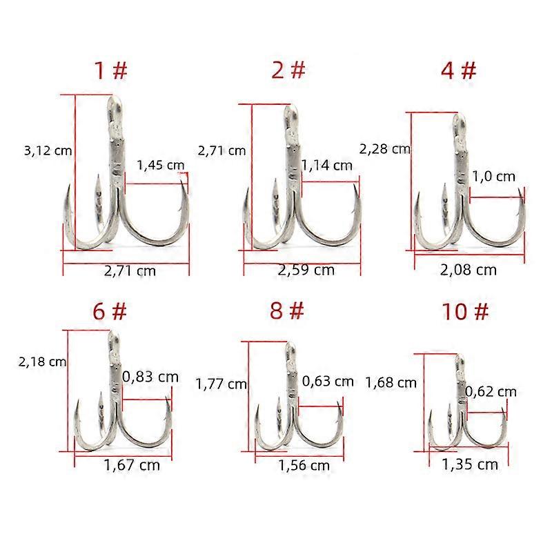 50pcs Boxed Three-Needle Hooks High Carbon Steel Barbed Fishing Hooks Tackle Black/Gold DG04