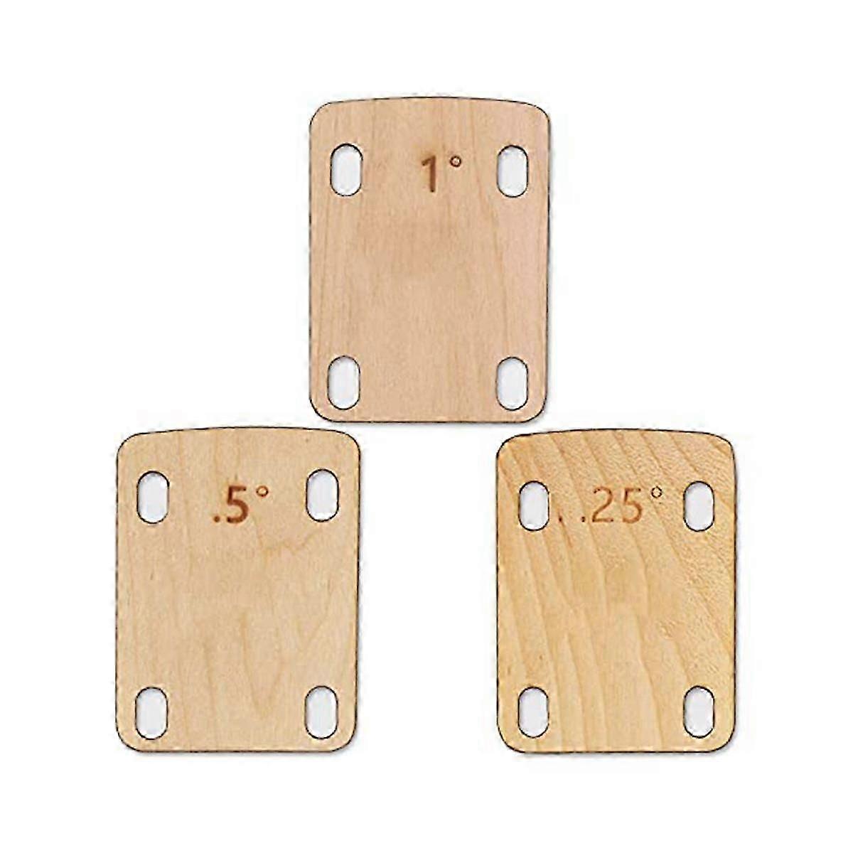 3Pcs Guitar Neck Shims, Solid Maple Wood, 0.25, 0.5, and 1 Degree