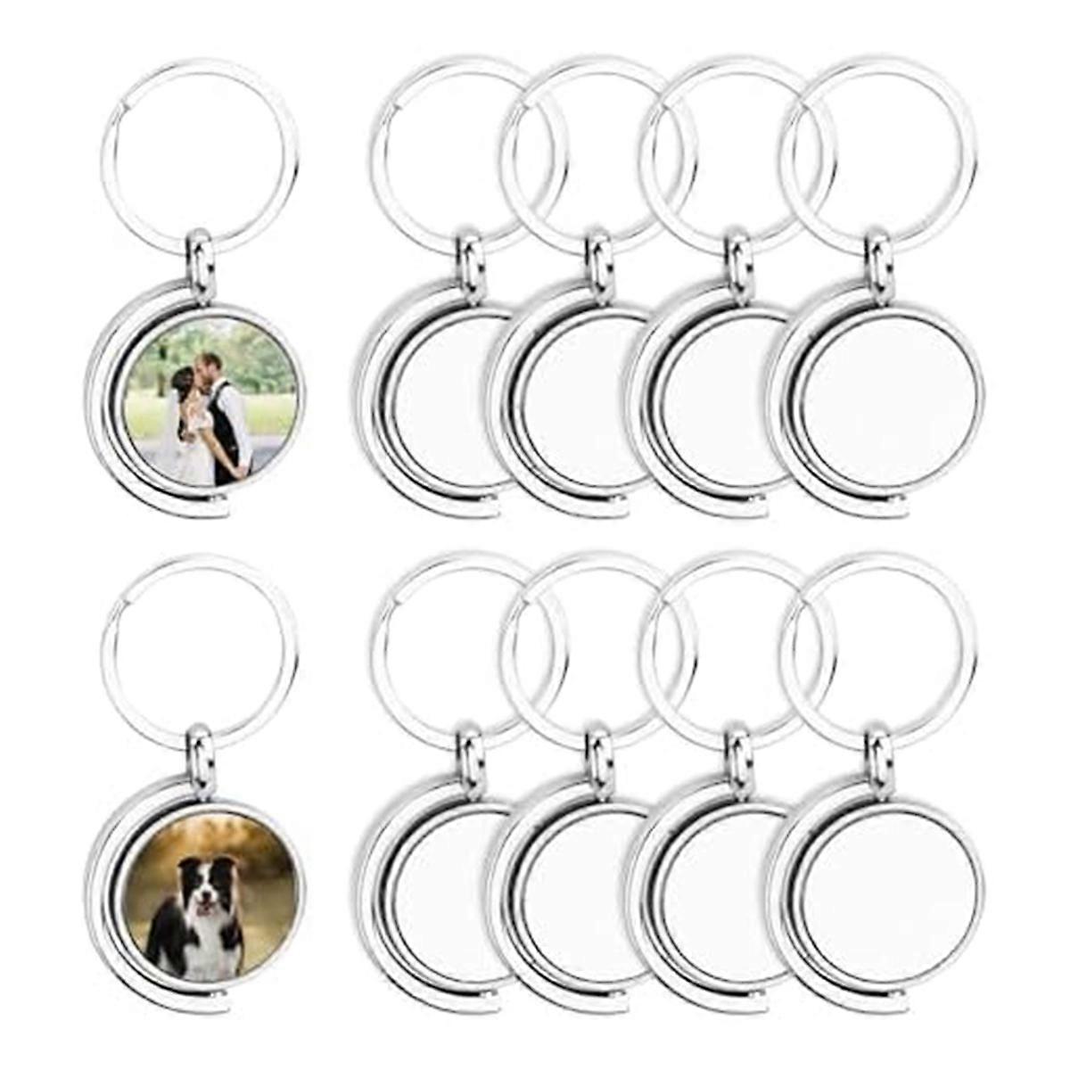 10 Pack 360 Rotating Metal Sublimation Keychain Blanks, Double-Sided Sublimation Blanks DIY Key Ch