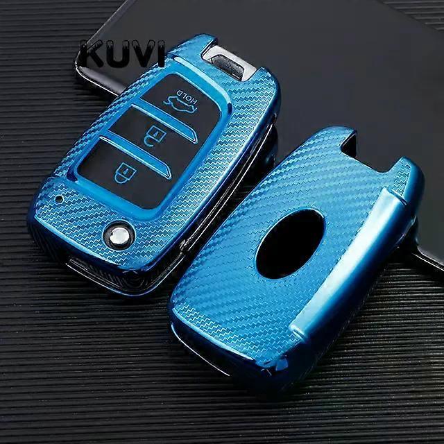 Carbon Fiber TPU Car Flip Key Case Cover For Hyundai Elantra Solaris Tucson i30 i35 i40 KONA Genesis Santa Fe Azera Holder Shell MXP