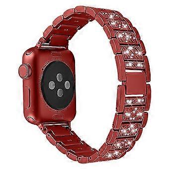 Rhinestone Decor Watch Band Stainless Steel Strap Bracelet Compatible For Apple Watch Series 9 / 8 / 7 41mm / 6 / 5 / 4 / SE (2023