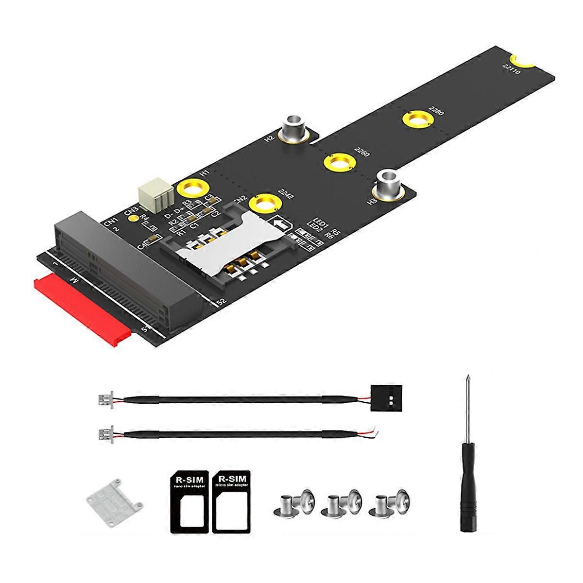 M.2 Key M-auf-Mini-PCIE-Adapter mit SIM-Kartensteckplatz Unterstützt WiFi WWAN LTE 3G / 4G / 5G-Netzwerkmodule f
