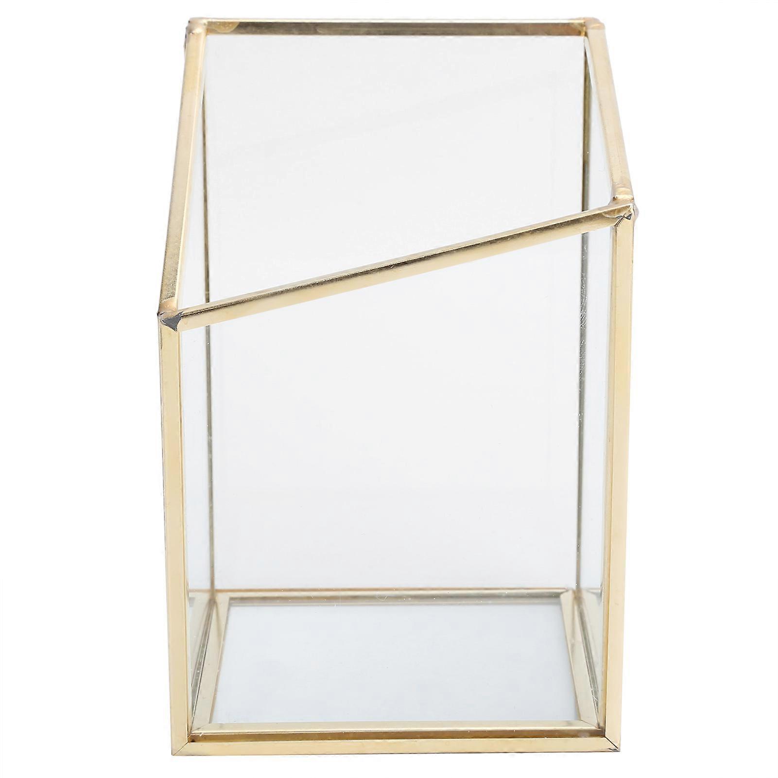 Mini Glass Storage Container With Lid - Clear Flower Pot Planter Vase Bowl For Home Office Plant Display 4 Inch
