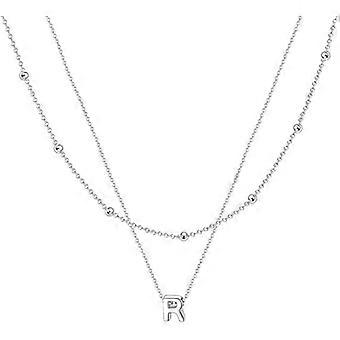 Colares Iniciais em Camadas para Mulheres Menina, Colar Pingente de Carta A-Z Colar Inicial Minúsculo Monograma Personalizado Colares Iniciais de Prata em Camadas
