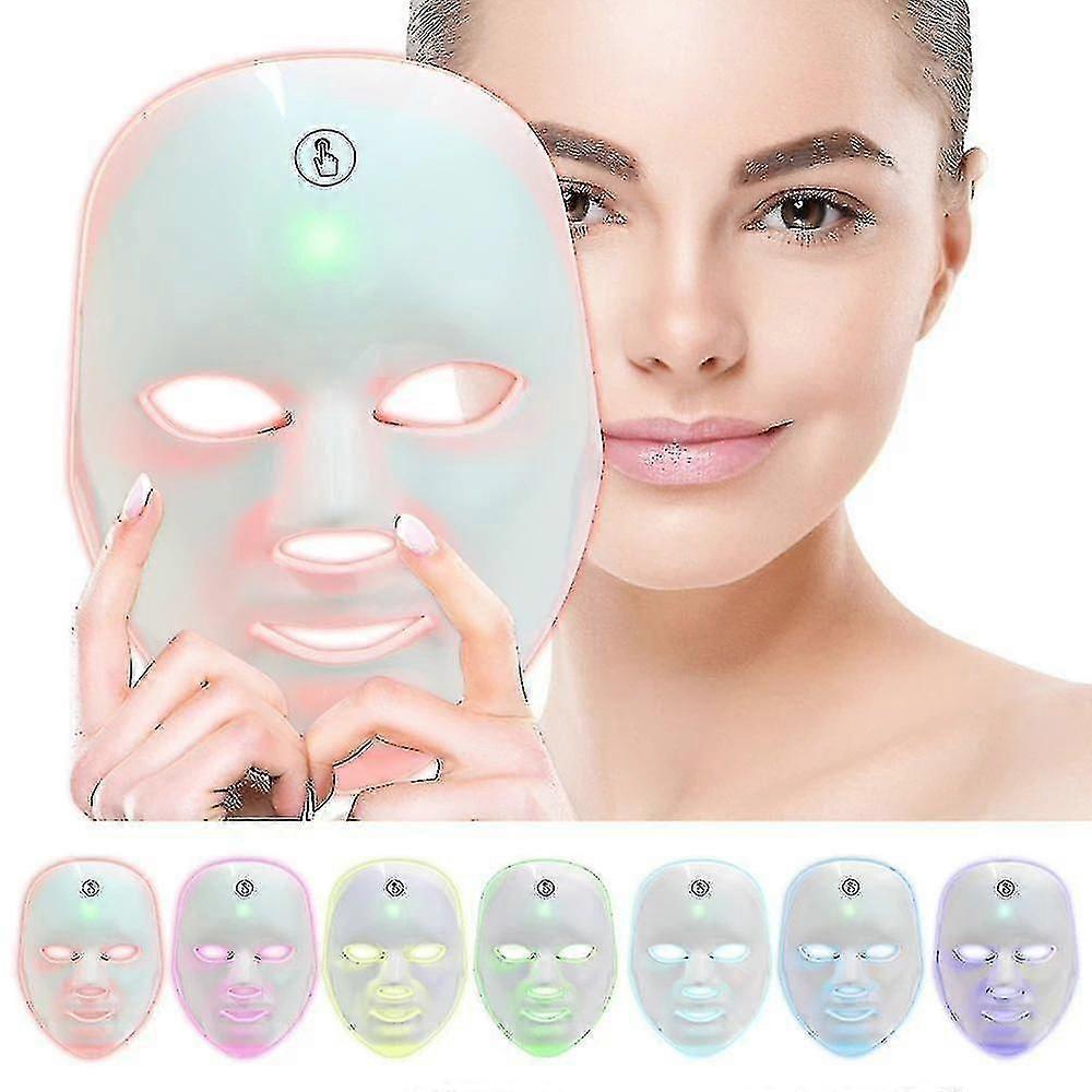LEDライトセラピーフェイシャルマスク7色フォトンスキン若返りアンチエイジングフェイスマスク美容デバイス再利用可能
