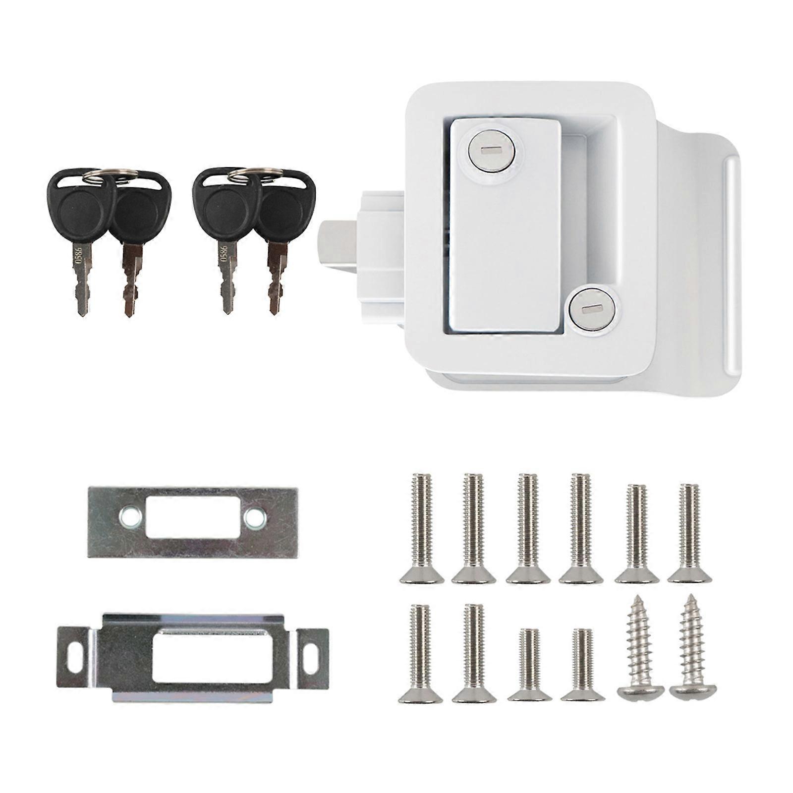 Upgrades Entry Door Lock with Paddle deadbolts replacements Upgrades Door Latches Handle Simple Installation for Trailer White