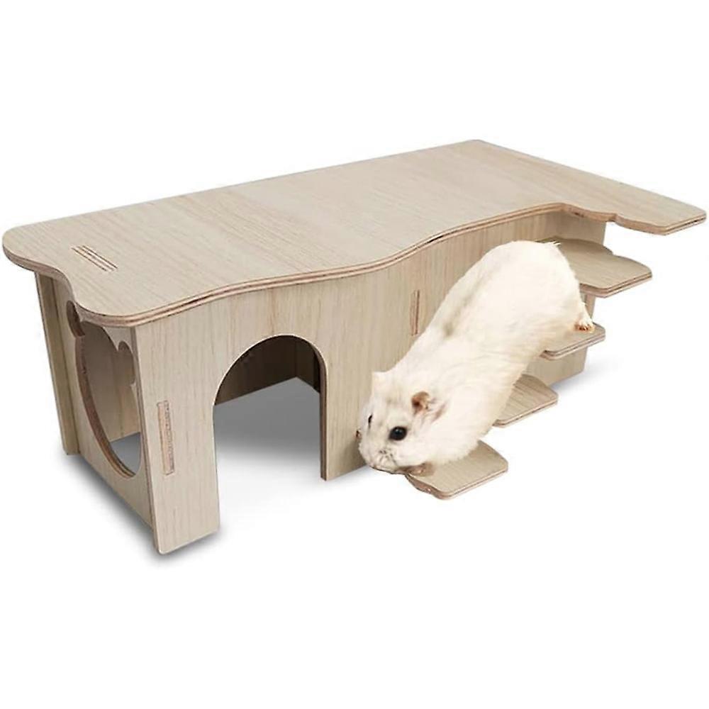 Hamster house made of wood, multi-chamber house, playground, house for dwarf hamsters, gerbils, degus,