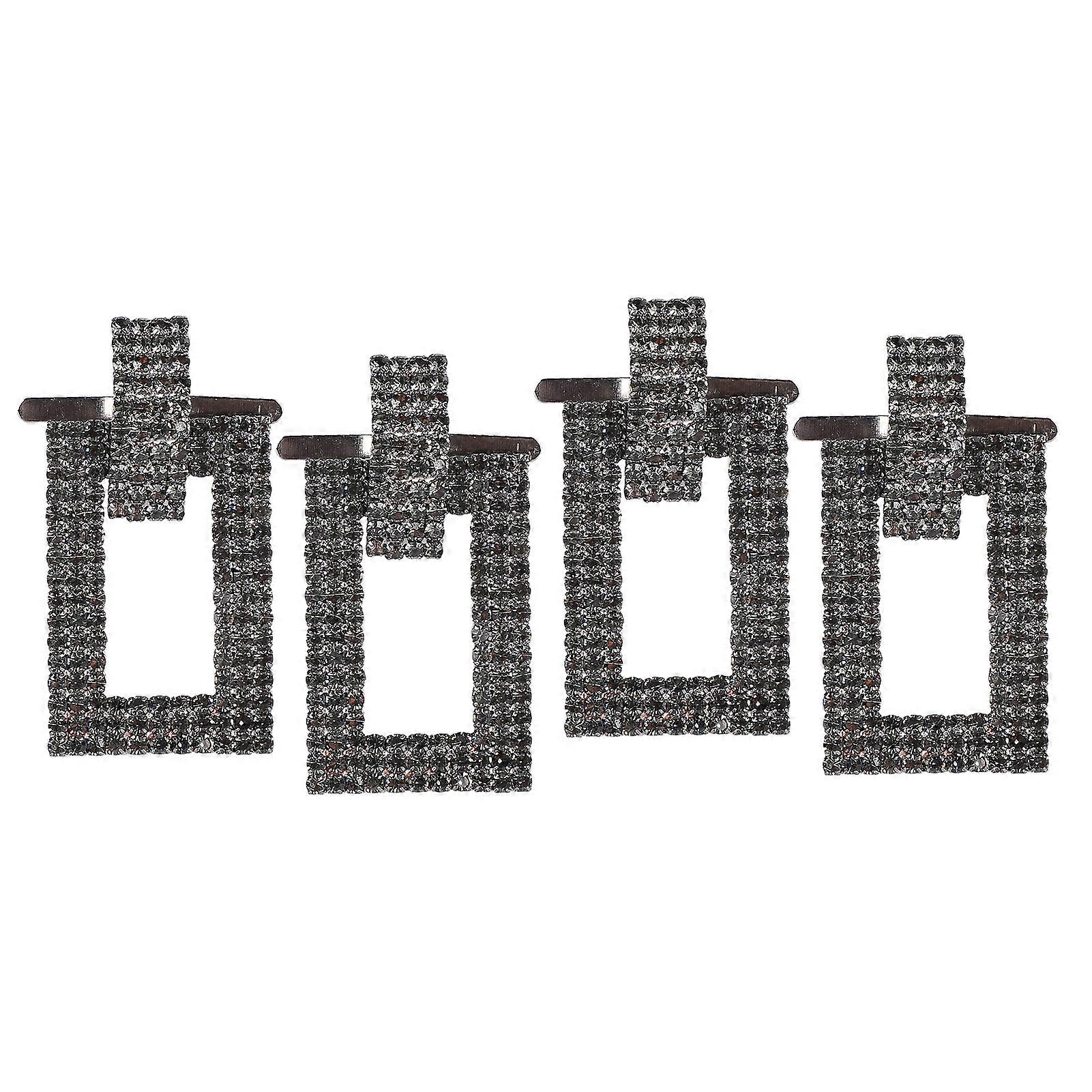 4 قطع الماس سلسلة الأحذية مشبك بندقية رمادي كبير مستطيلة مشبك الملحقات الزخرفية