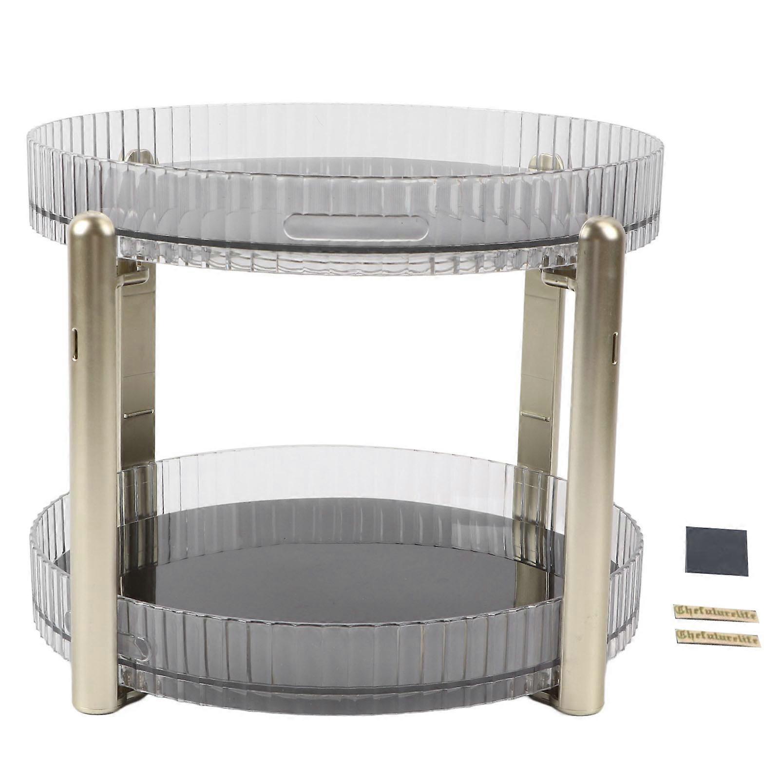 Double Layer Rotating Makeup Organizer Multifunctional Rotating Cosmetic Shelf for Home