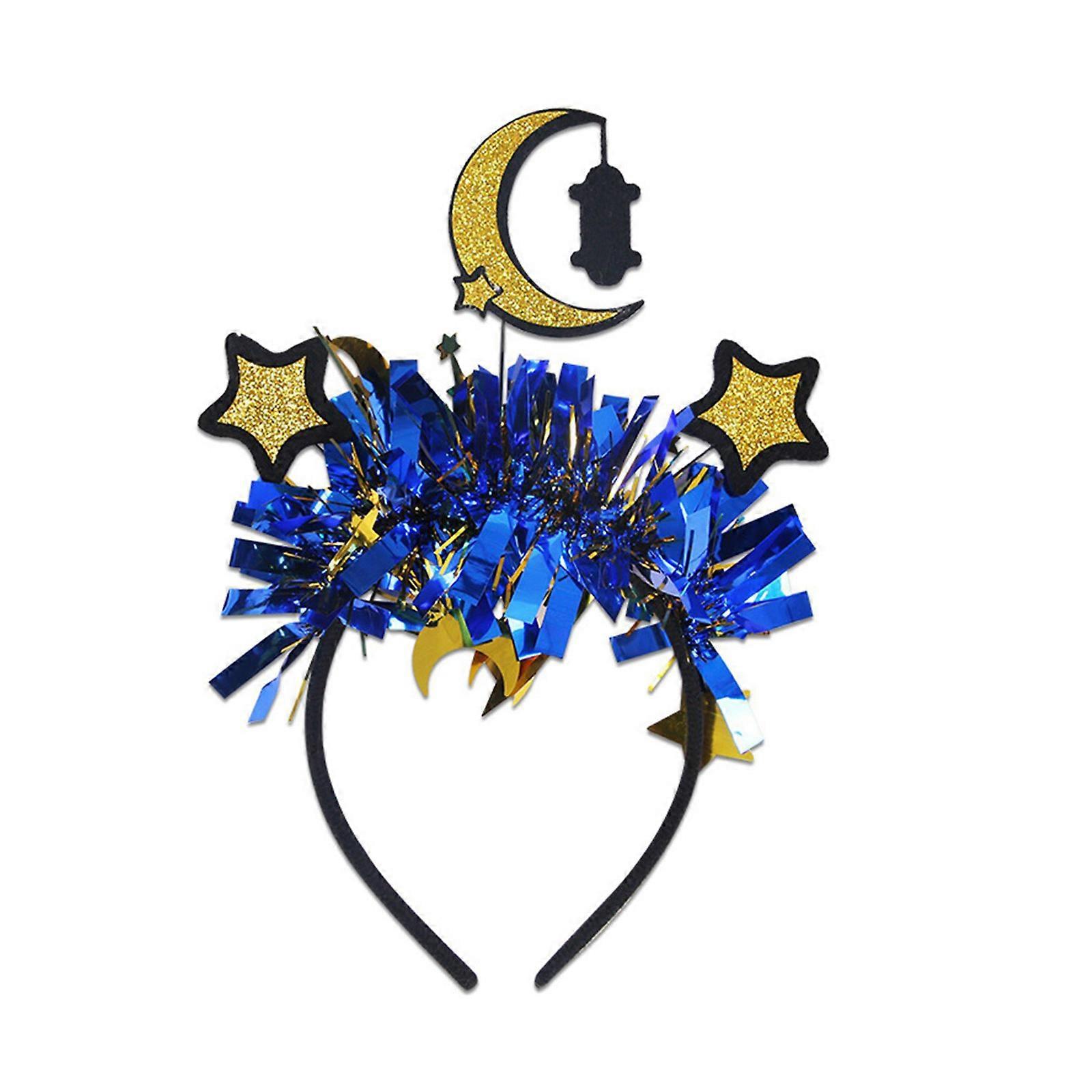 Festival Theme Eid Hairhoop With Crescented Moon Star For Women Children Glittering Headband Religious Social Gathering