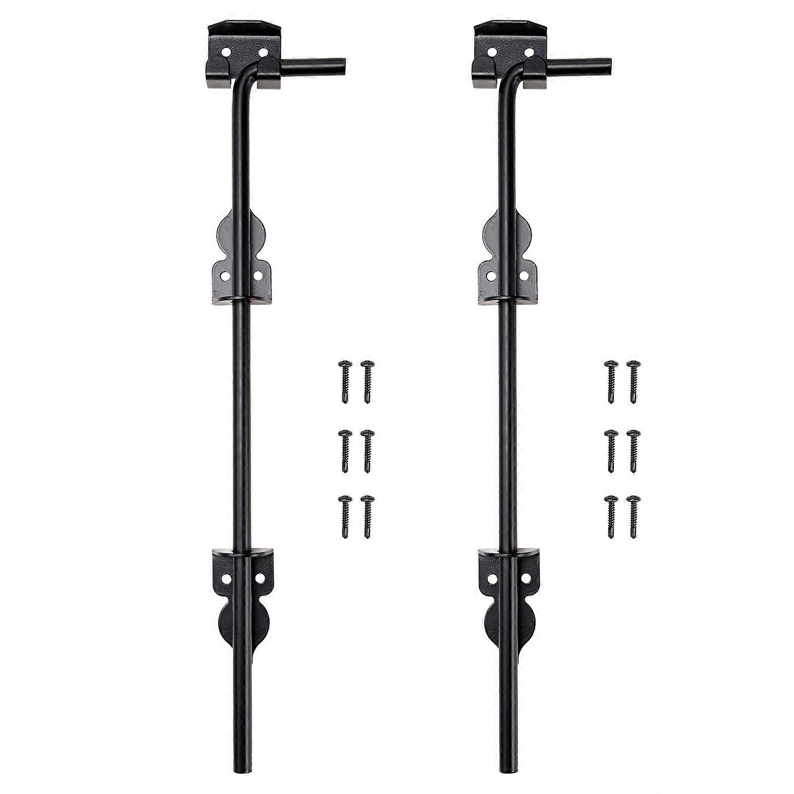 Portable Sturdy 12Inch Cane Bolts with Wide Brackets for Firm Double Door Locking in Various Weather Conditions 2 Pack