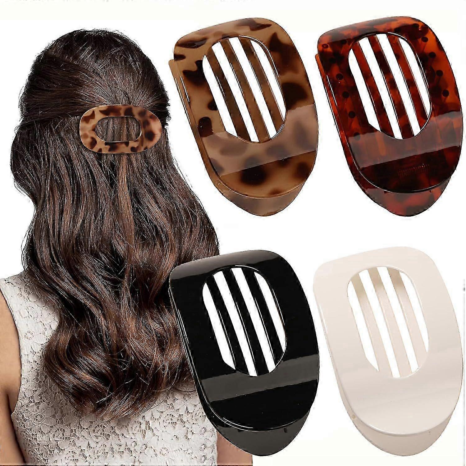 4 PCS επίπεδη κλιπ μαλλιών, γύρος Lay Down Hair Claw Clips για τις γυναίκες κορίτσια, γαλλικά ισχυρή κρατήσει Barrettes μαλλιών για παχιά λεπτά μαλλιά, άνετη καμπύλη επίπεδη C