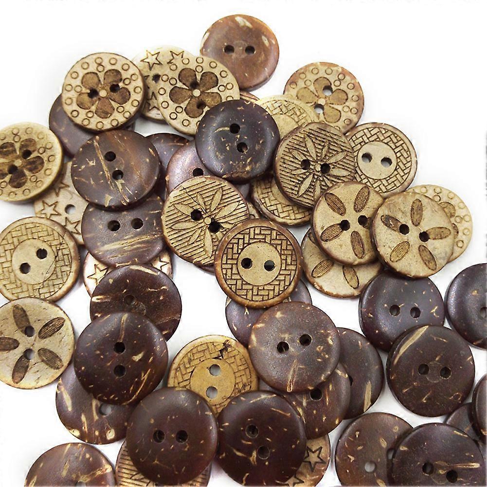 Brown Coconut for Shell Buttons 18mm 2 Holes 50pcs/lot DIY Gadget Part for Children Handmade Scrapbooking Handicraft Mak Other