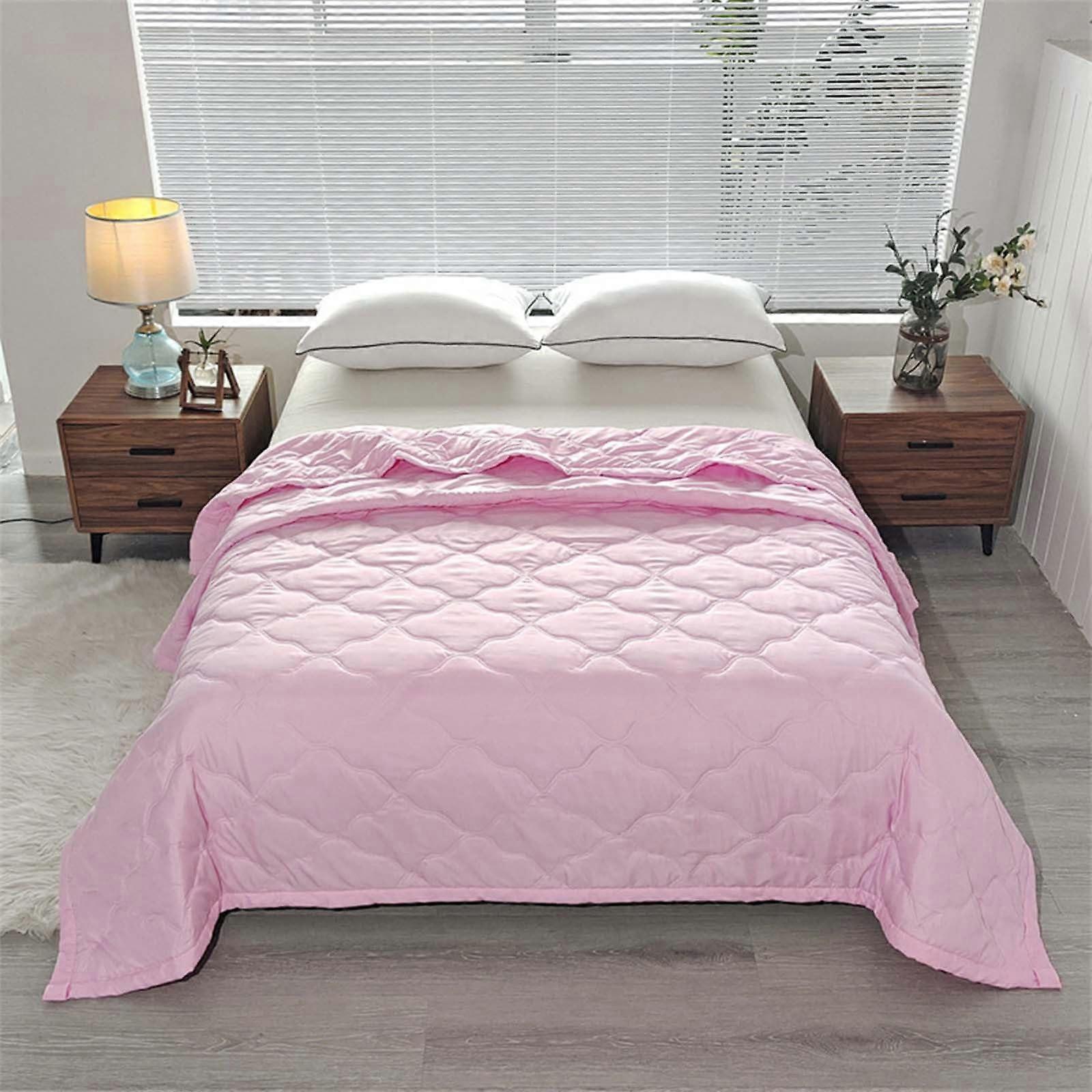 Plain Printed Cool Quilt - Machine Washable Summer Cotton Comforter, Breathable and Lightweight for Adults, Twin Size