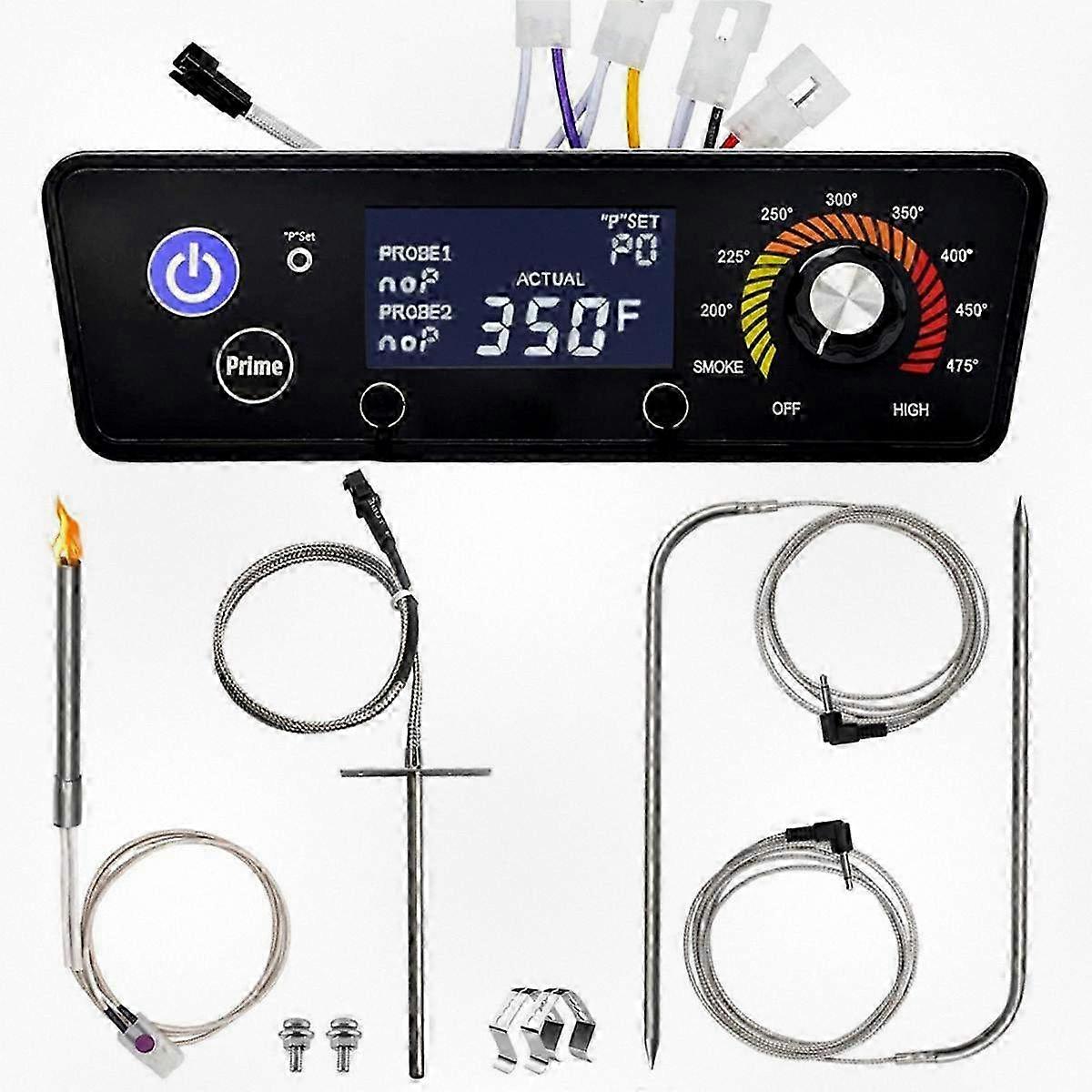 230V Digital LCD Display Control Board Replacement for Pellet Grill Smokers, Includes Meat Probe and RTD Sensor