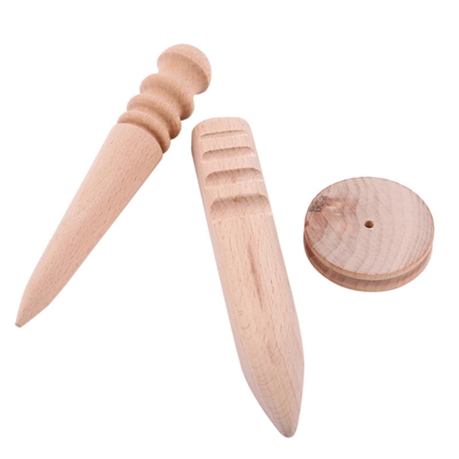 Wooden Leather Edge Burnisher Polished Grinding Tool Set