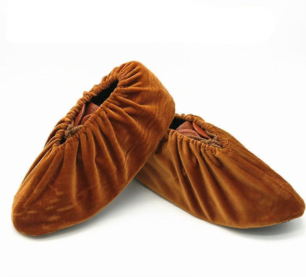 Reusable Non-Slip Shoe Covers, Washable Thickened Indoor Boot Protectors for Home Laboratory Use, Brown Color