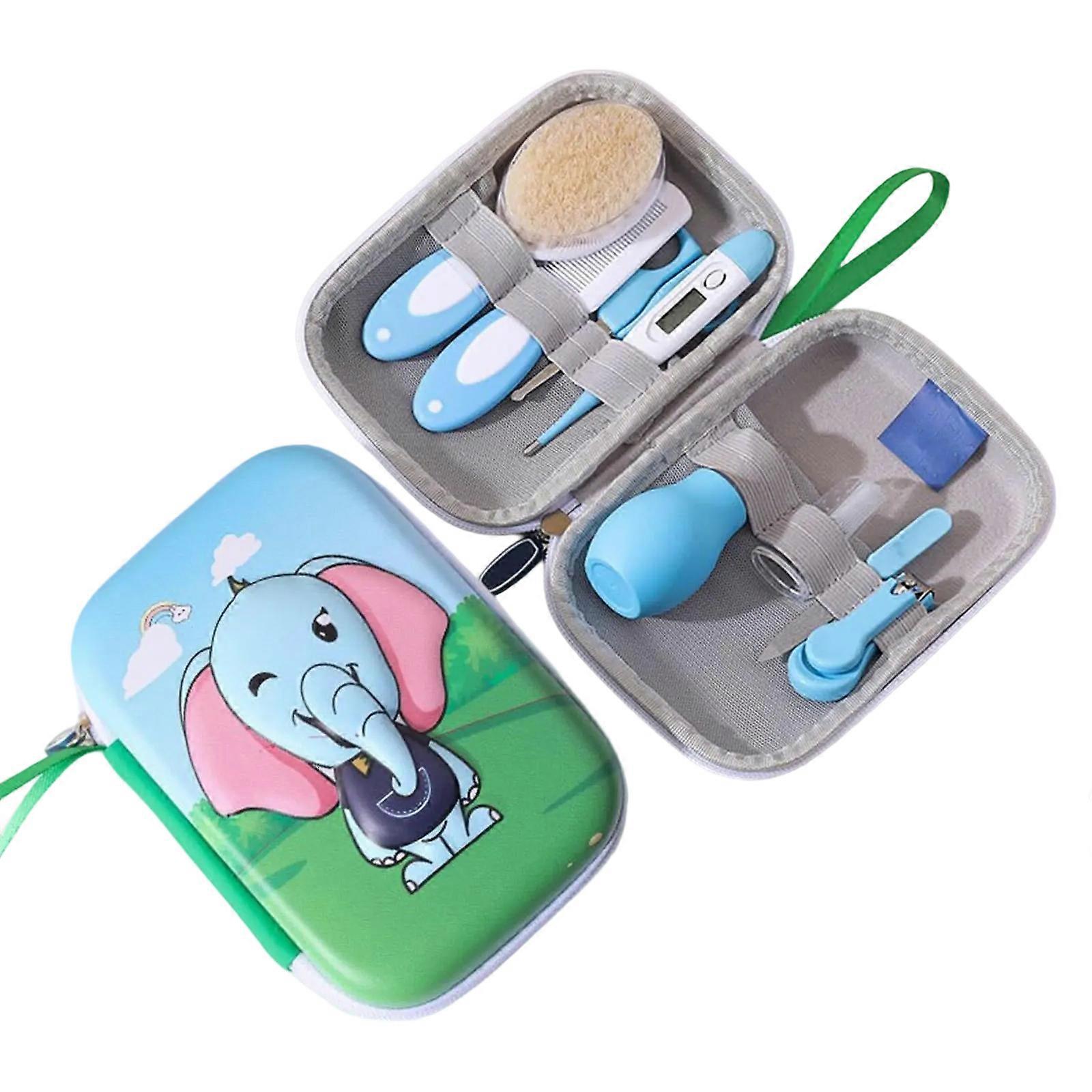 Infant Grooming Essential Tools 1 Set with Thermograph and Nasal Aspirator Safe Head Brush for Baby and Toddler