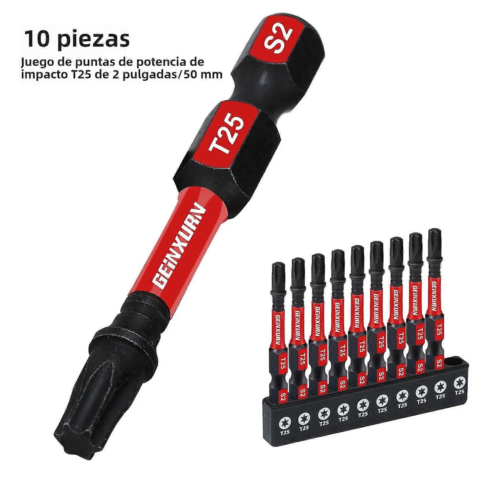 Geinxurn 2-Inch #25 Torx Bit Set with Base S2 Steel Magnetic Bits for Impact Tools