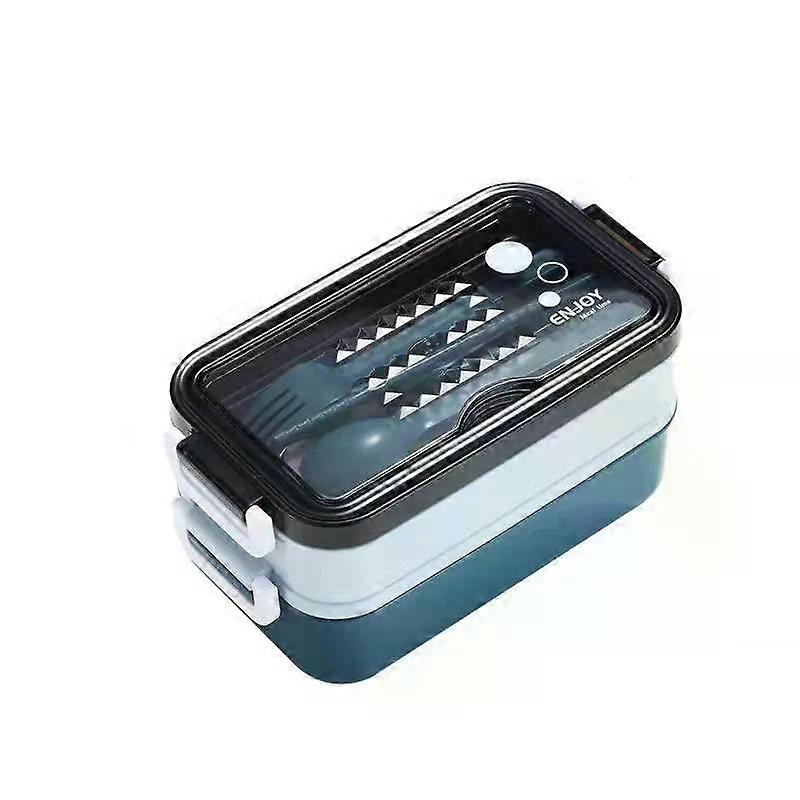 Double-layer Lunch Box Portable Compartment Food Box Microwave Lunch Box With Fork Chopsticks And Spoon Picnic Fresh