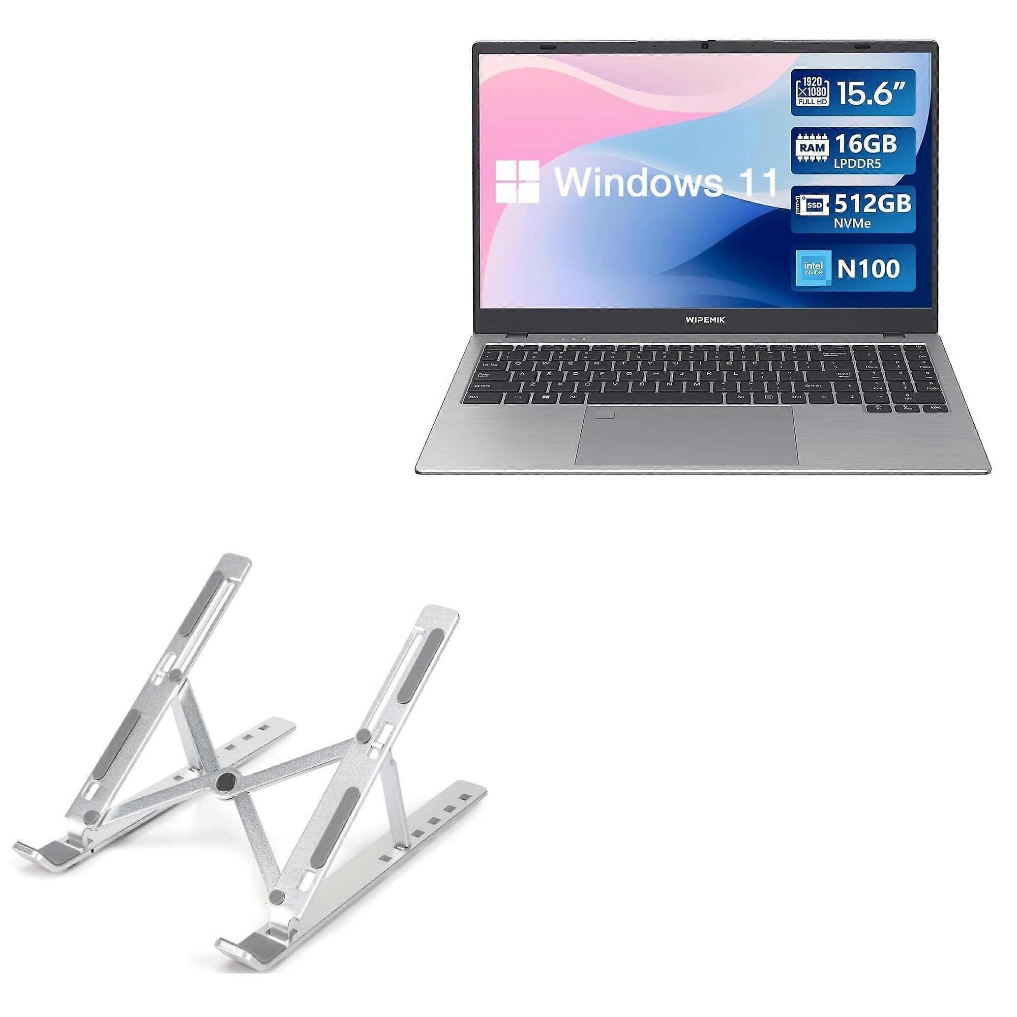 Stand and Mount for WIPEMIK P15 Laptop 15.6 Inch - Portable Multi-Angle Viewing Stand in Metallic Silver Outline