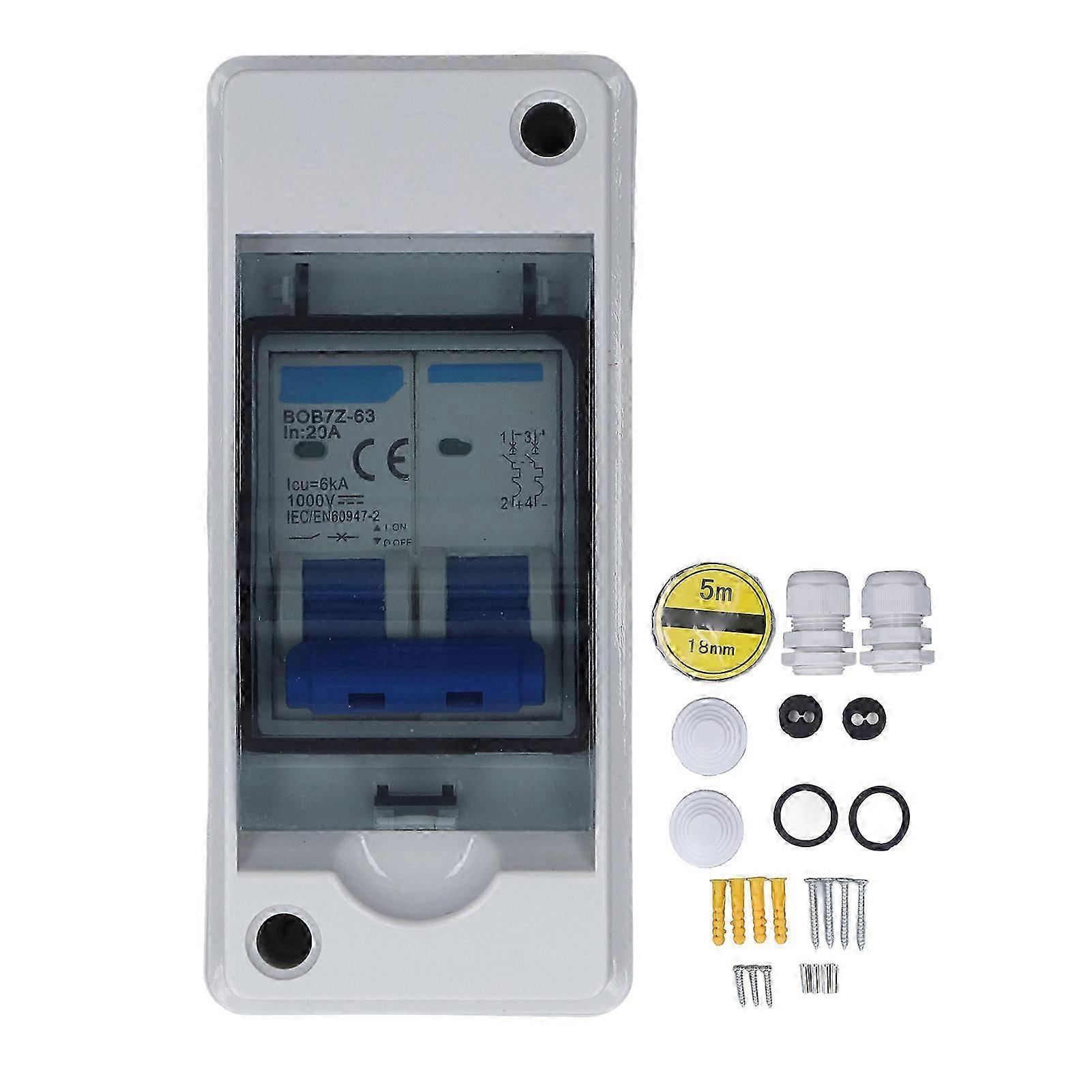 Circuit Breaker MCB PV Combiner Box Waterproof Disconnect Switch 1000V DC 20A with Distribution Box