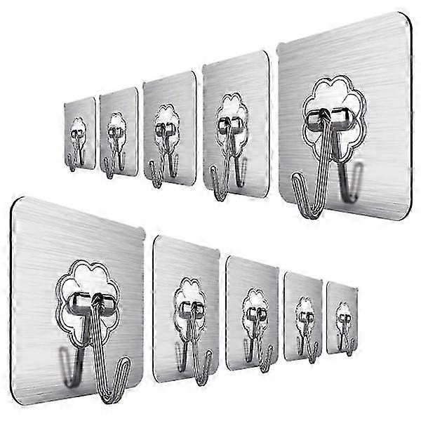 10x Ganci da parete - Argento autoadesivo