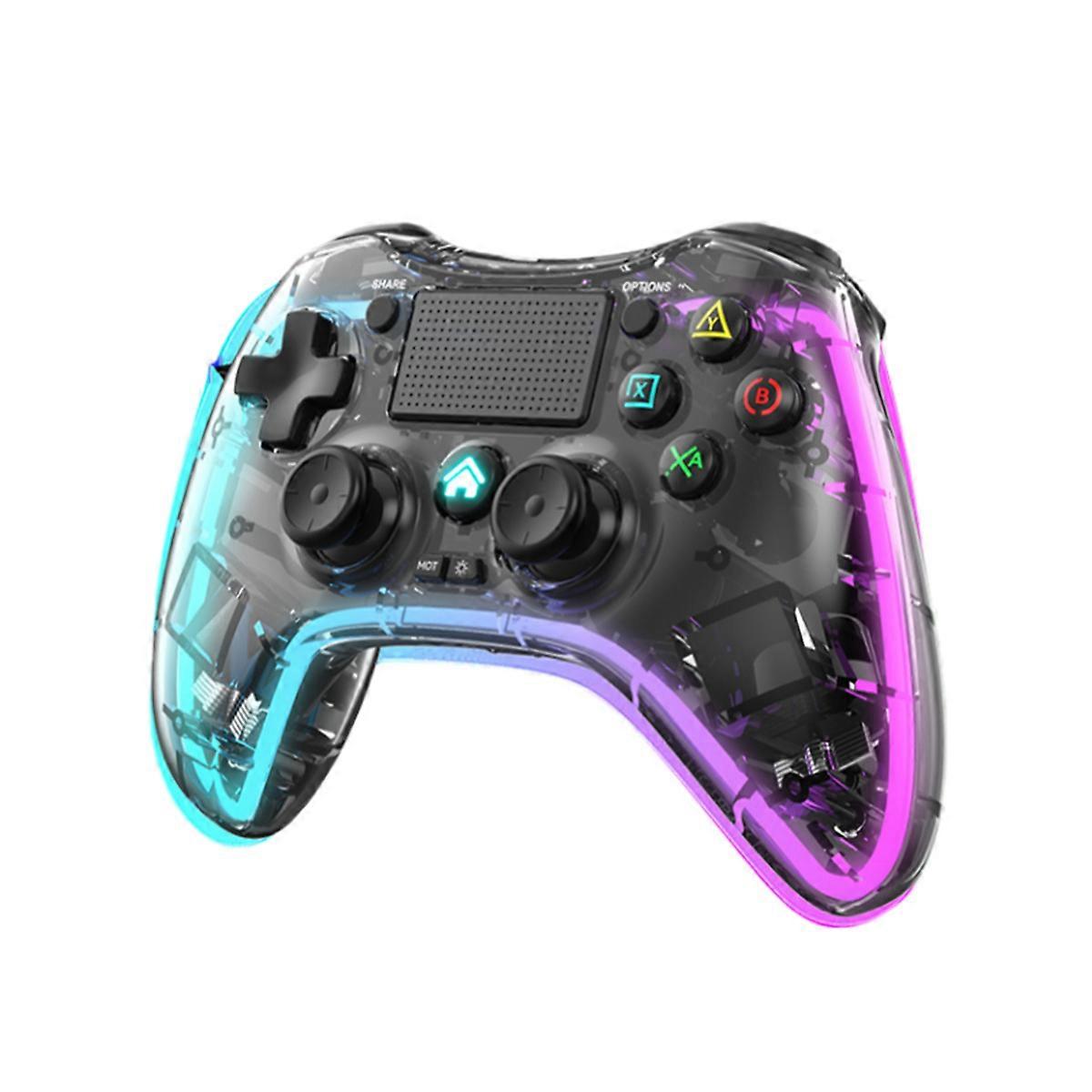 PS4 game controller transparent RGB glare light wireless Bluetooth controller computer switch mobile game controller-P05 transparent