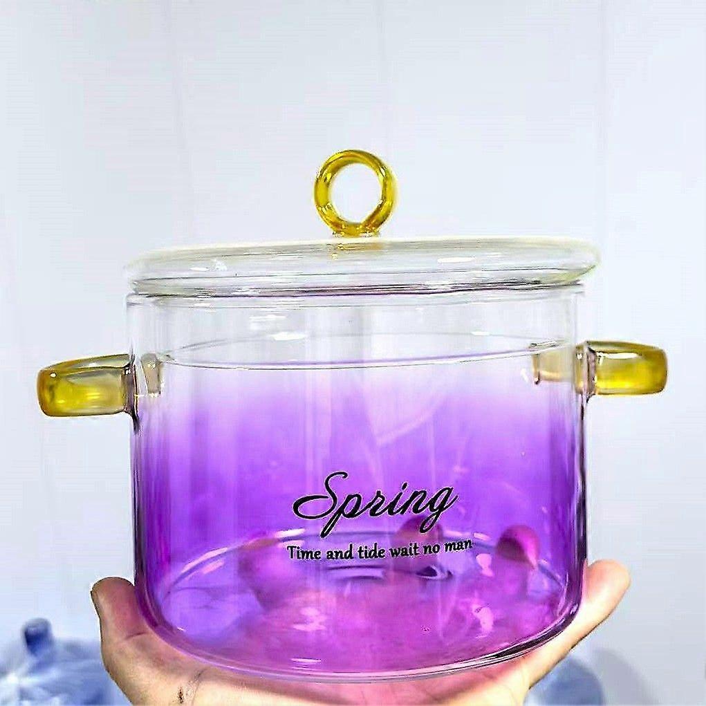 Pentola per stufato in vetro trasparente per fornello, in vetro borosilicato ad alto spessore, resistente al calore, con coperchio per noodles, ramen, latte, verdure, 1500 ml