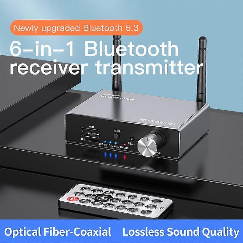 6 IN 1 Digital to Analog Converter Bluetooth 5.3 Receiver Transmitter Optical Coaxial AUX RCA USB TF DAC Wireless Audio Adapter