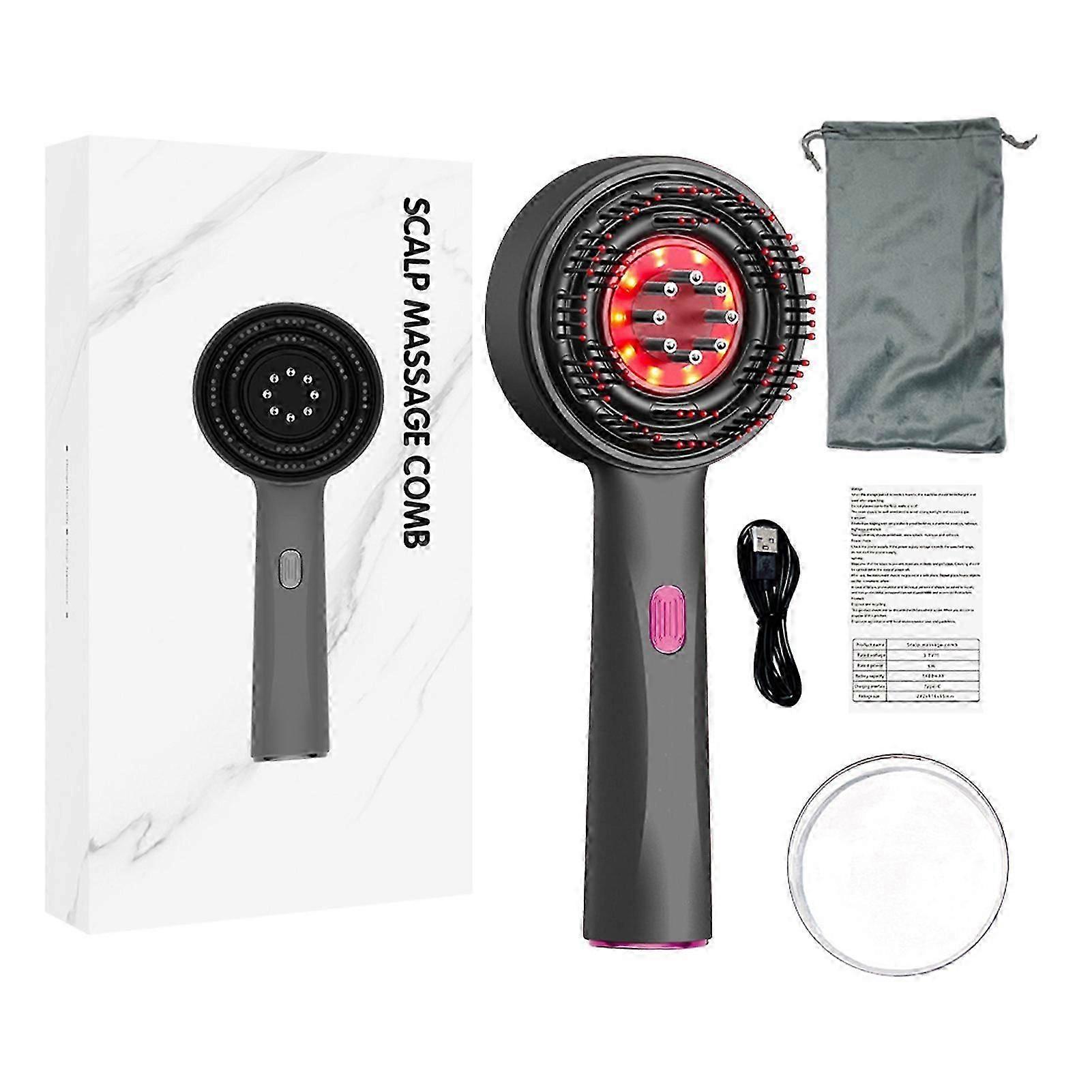 Red Light Hair Massager Multipurpose Scalp Massaging Brush With Red Light Oil Applicator