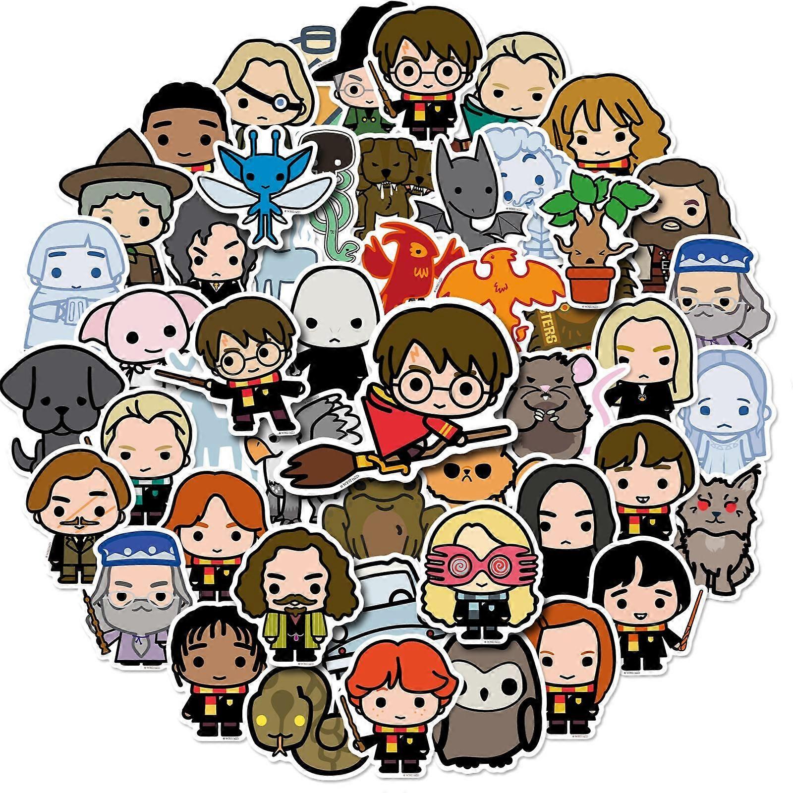 ملصقات هاري بوتر بالألوان المائية من الفينيل ، مجموعة من 50 ، مقاومة للماء والأشعة فوق البنفسجية ، رائعة لجميع أدواتك ، مجموعة من الشخصيات اللطيفة