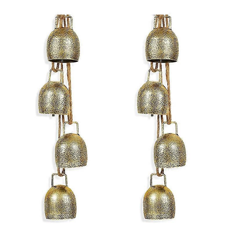 2Sets Christmas Bells Rustic Hanging Bells with Ropes for Christmas