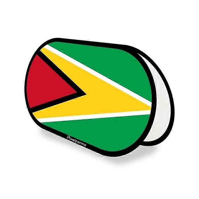 Oval Flag - Guyana - 70 x 120 cm - Polyester - Double-sided print - Retractable foldable
