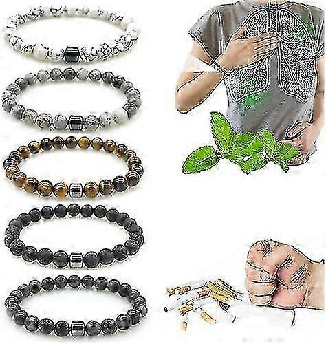 أساور الإقلاع عن التدخين الثلاثية الحماية 8 مم مغناطيس مضاد للدخان سوار العلاج سوار التخلص من السموم في الرئة يعيد الرئتين الصحيتين للتدخين Cessatio