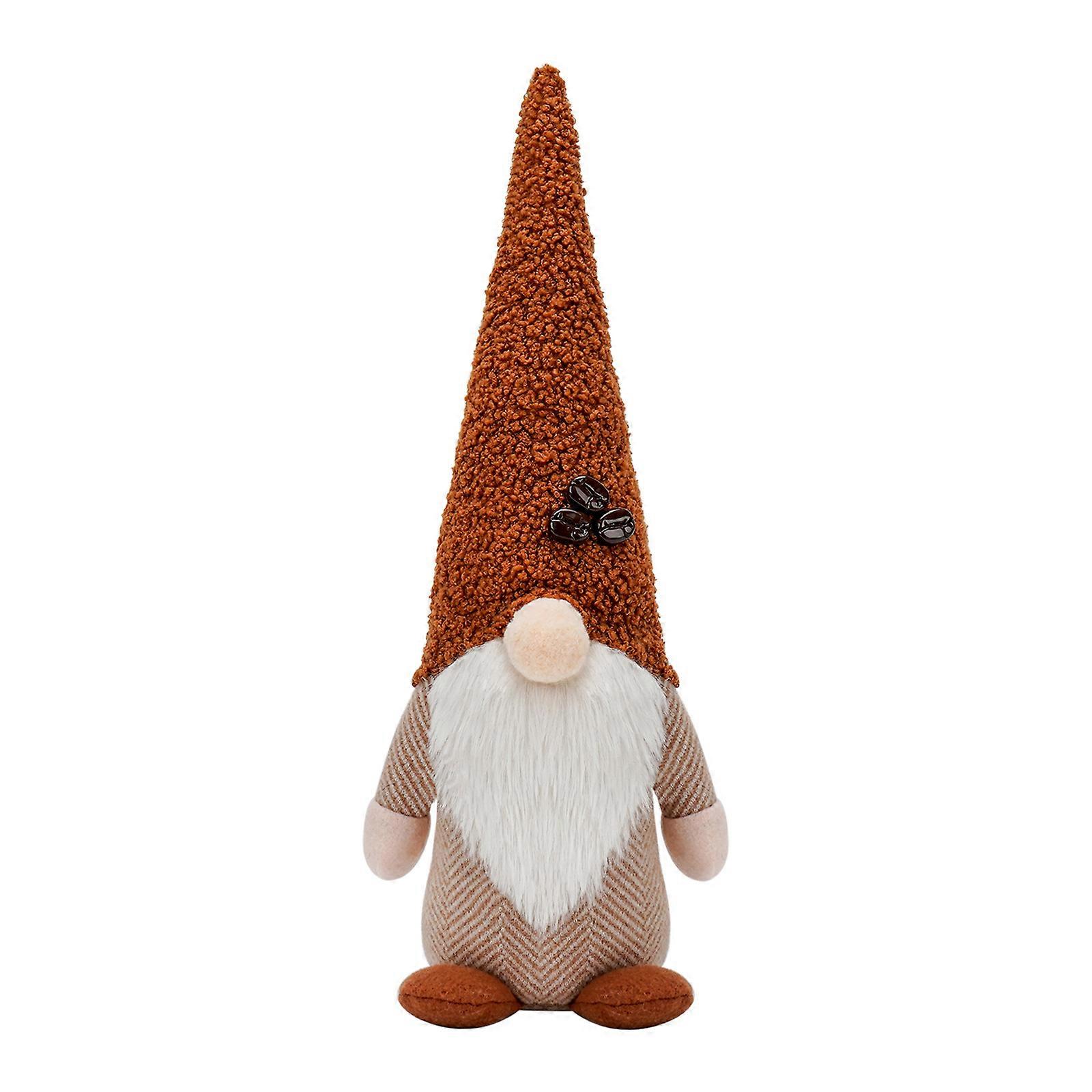 Coffee Festival Faceless Doll Knitted Checked Hat Doll With Coffee Beans Home Decoration Ornaments for Coffees Bar Decor