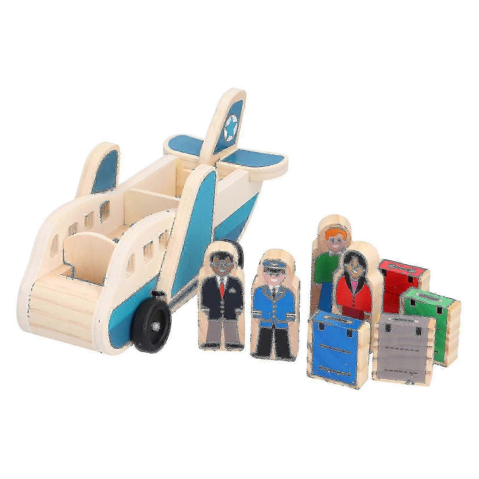 Toddlers Wooden Airplane Play Set Air Passenger Jet Play Toy Educational Airplane Model Toyaircraft