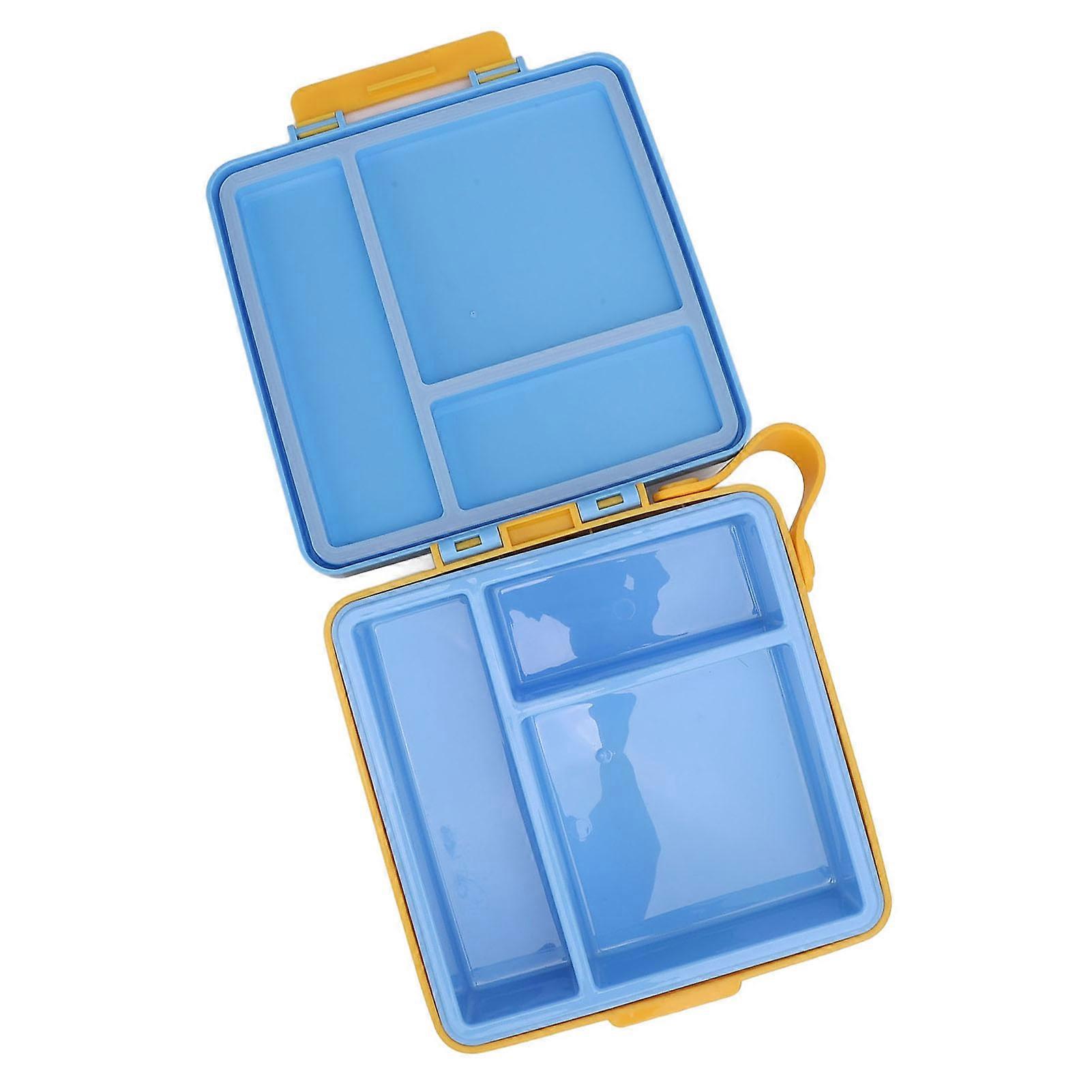 Salad Lunch Container ABS PP Sealed Portable Food Storage Lunch Box with Lid and Handle for Snacks Fruits Blue and Yellow 