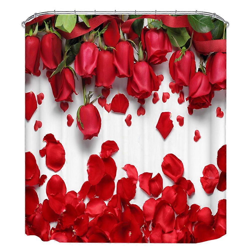 Waterproof Shower Curtain Chic Rose Printing Bathing Curtain Elegant and Simple Dorm 200x180cm Quick Drying 1Pack