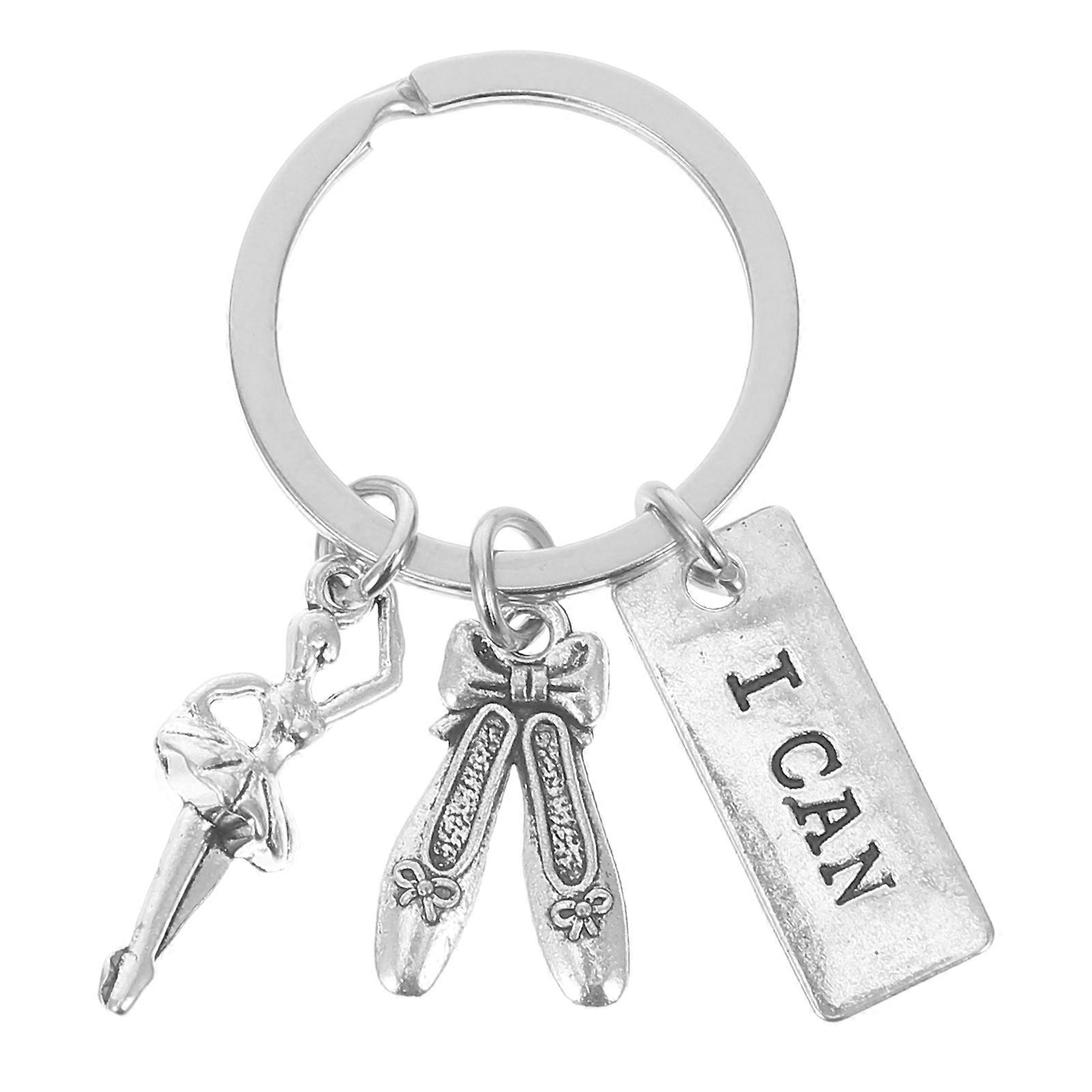 Ballet Dancer Keychain Elegant Accessory Motivational present for Ballet Dancers Silver 5.50X2.80X0.20CM Zinc Alloy 1Pack