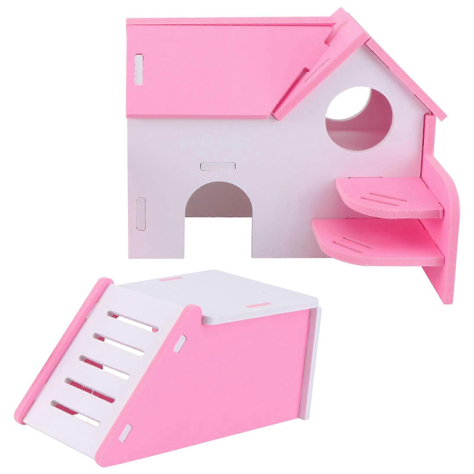 Nest Bed House for Pet Rat Dwarf Hamster Pink PVC Material Indoor Use 2Pack