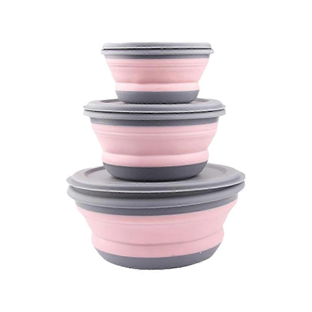 Set of 3 Collapsible Portable Silicone Camping Bowls for Travel and Camping