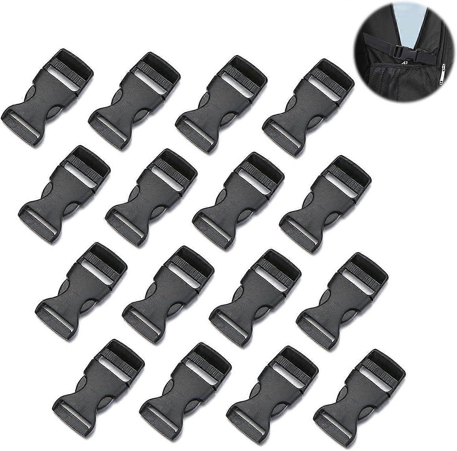 16pcs wide webbing buckles, plastic replacement buckles