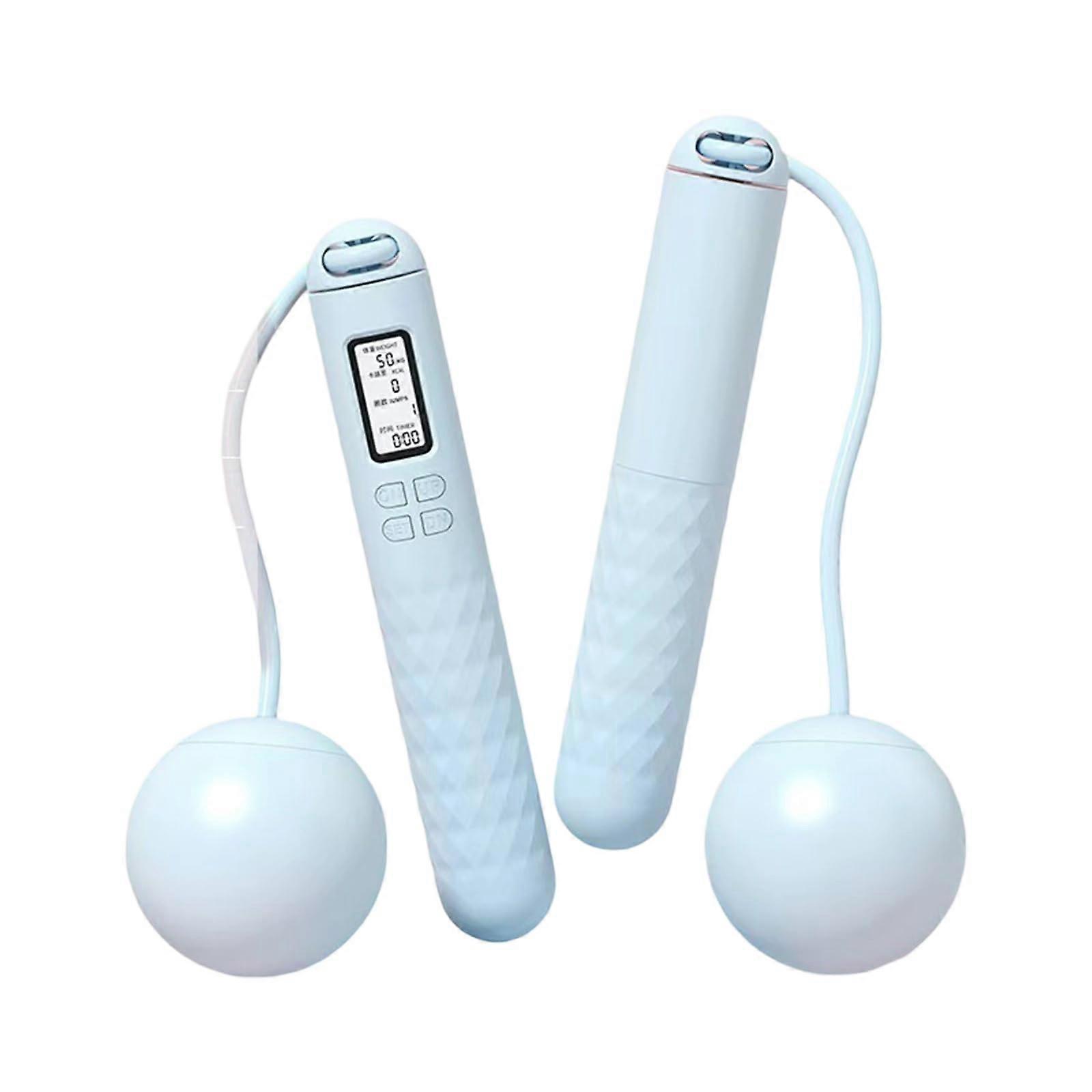 Electronic counting jump rope, digital jump rope, nonslip handle, exercise jump rope for fitness exercises, permanently blue