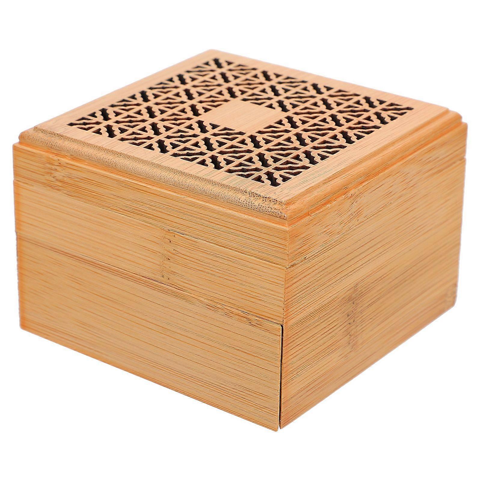 1pc Incense Box Square Hollow Bamboo Practical Incense Burner (Light Yellow)