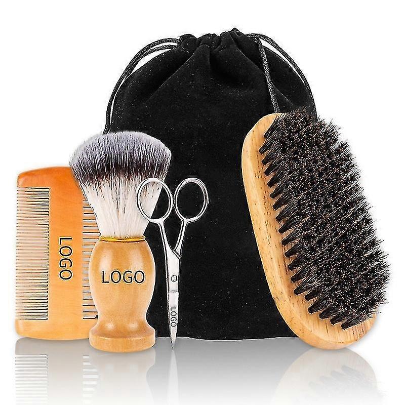 Set of 4 Beard Combs and Brushes for Men - Beard Grooming Kit for Men