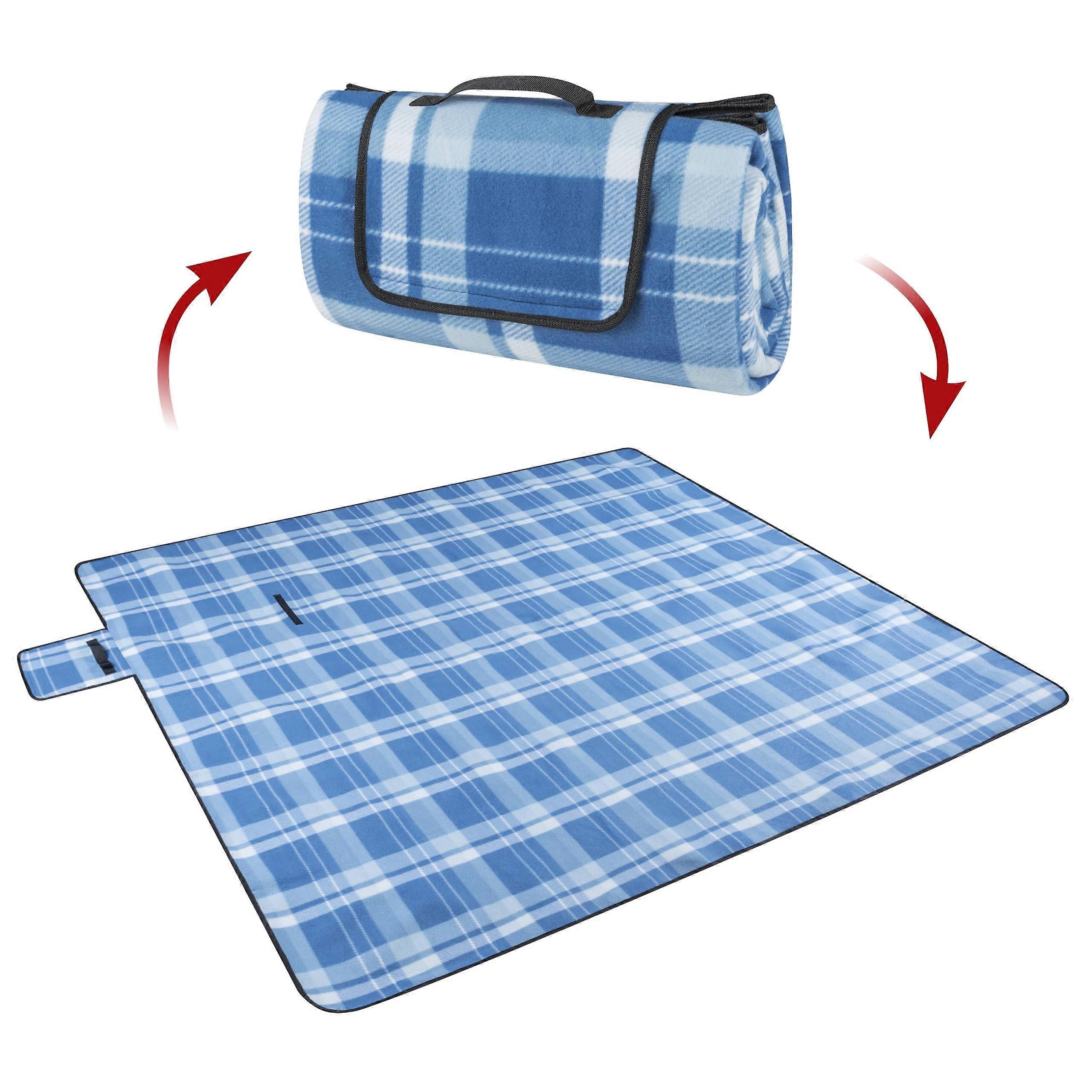 Travel Blanket with Aluminium Back, Picnic Blanket, Camping Blanket, Beach Blanket with Carry Handle, 200 x 200 cm, blue