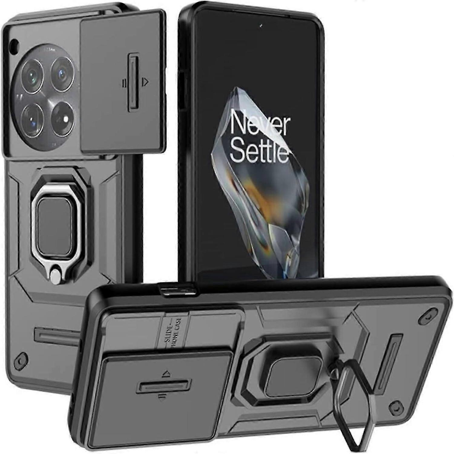 بالنسبة لحقيبة OnePlus 12 5G Armor ، غطاء واقي مزدوج الطبقة للخدمة الشاقة من الدرجة العسكرية مع غطاء كاميرا منزلق ومسند مغناطيسي